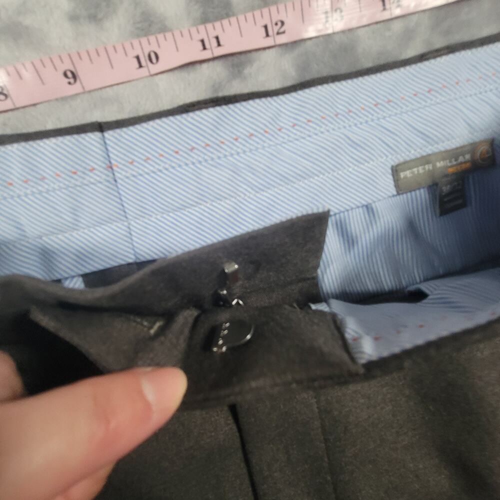 Peter Millar Mens 38x32 Wicking Dress Pants Polyester Gray Flat Front - Picture 12 of 13